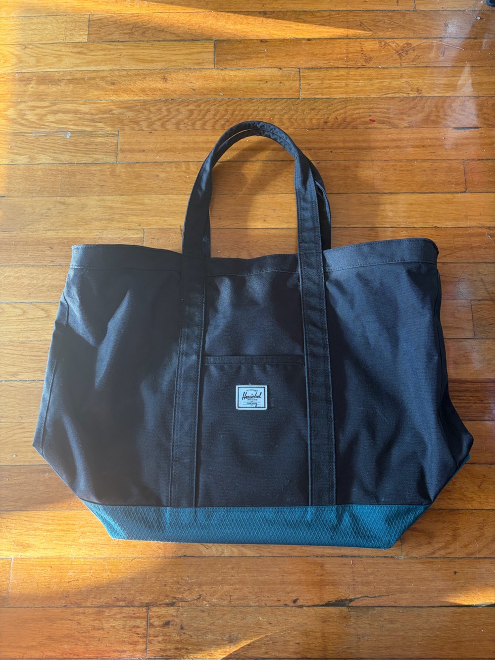Herschel Supply Company Black and Teal Tote Bag